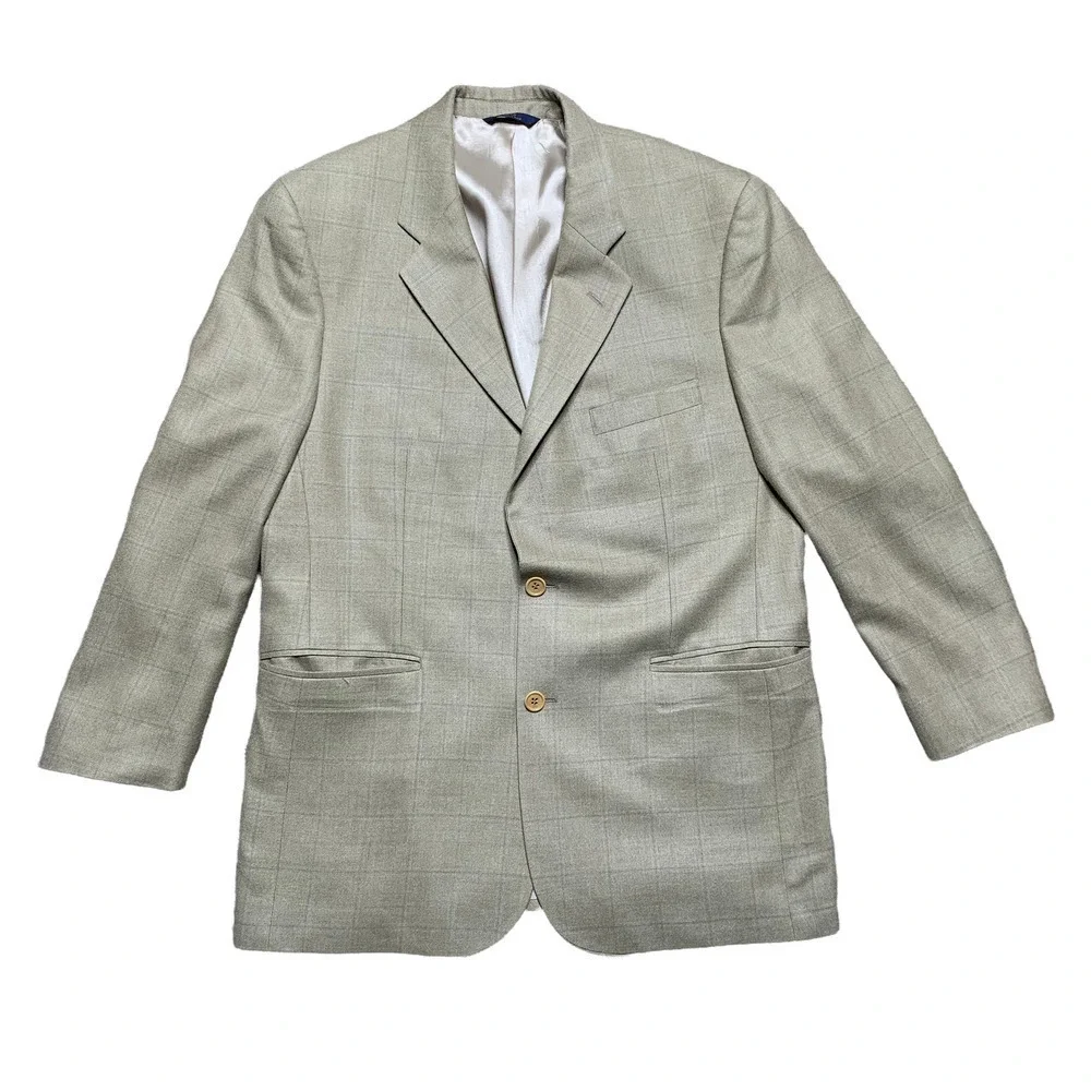 Brooks Brothers 346 Mens Brown Long Sleeve Herringbone Blazer Suits Size 43R